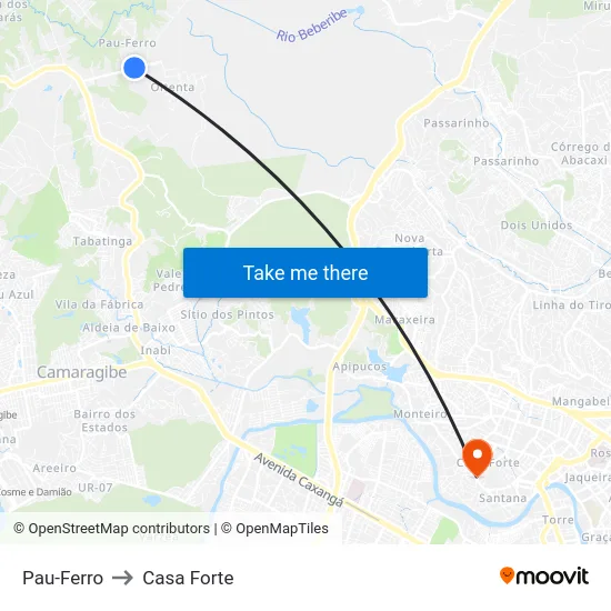 Pau-Ferro to Casa Forte map