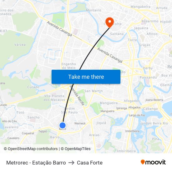 Metrorec - Estação Barro to Casa Forte map