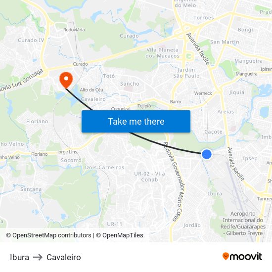 Ibura to Cavaleiro map