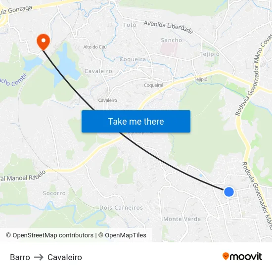 Barro to Cavaleiro map