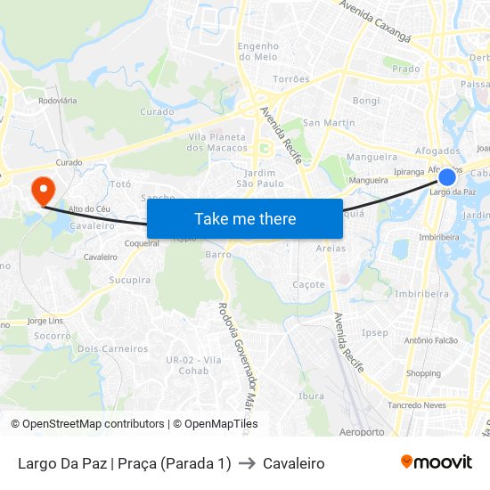 Largo Da Paz | Praça (Parada 1) to Cavaleiro map