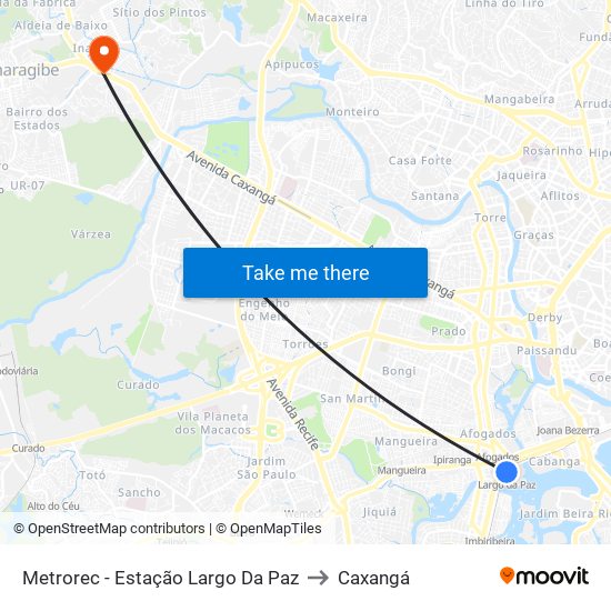 Metrorec - Estação Largo Da Paz to Caxangá map