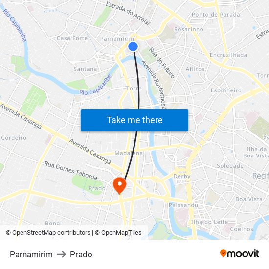 Parnamirim to Prado map