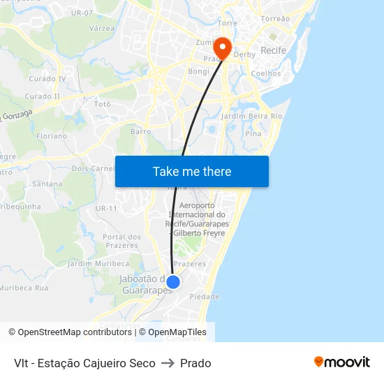 Vlt - Estação Cajueiro Seco to Prado map