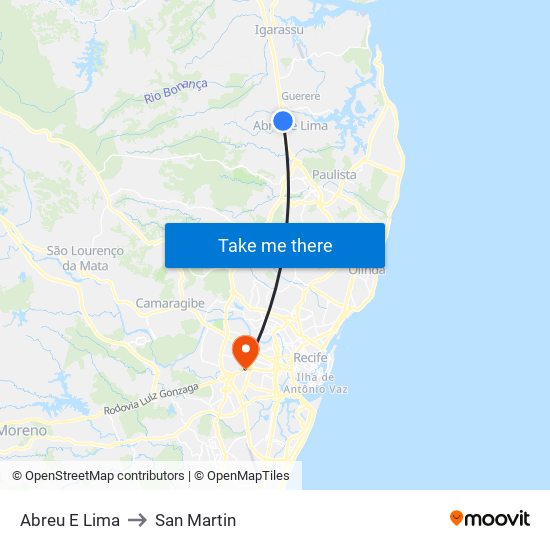 Abreu E Lima to San Martin map