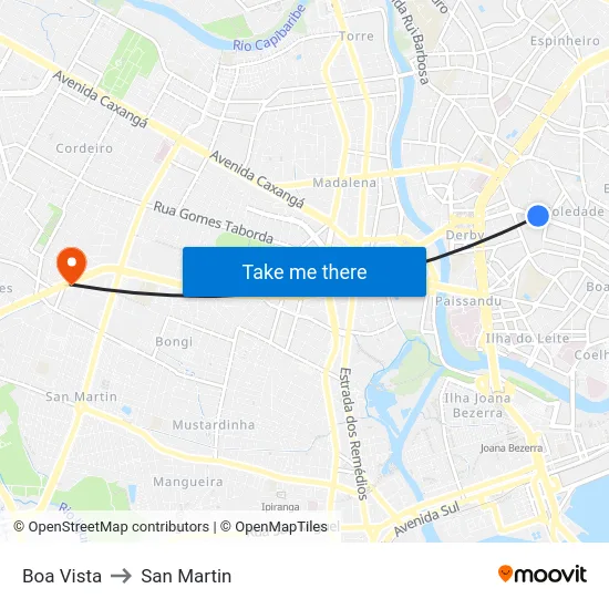 Boa Vista to San Martin map