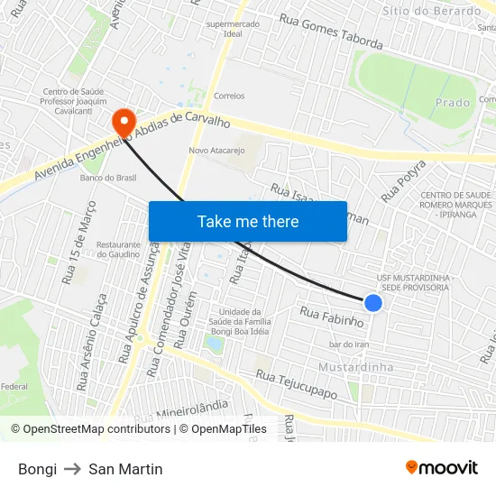 Bongi to San Martin map