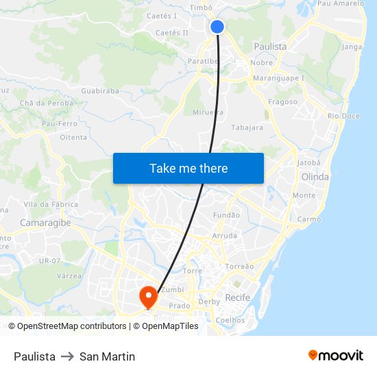 Paulista to San Martin map