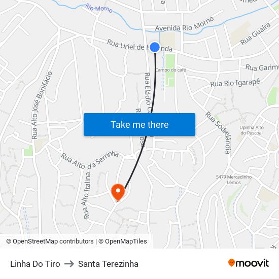 Linha Do Tiro to Santa Terezinha map