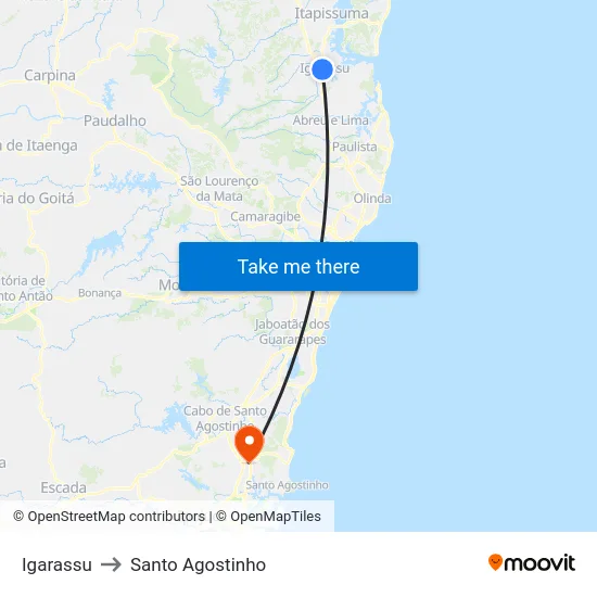 Igarassu to Santo Agostinho map