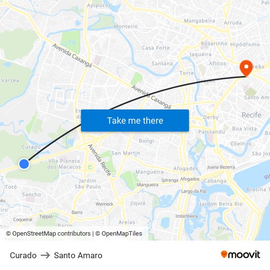 Curado to Santo Amaro map