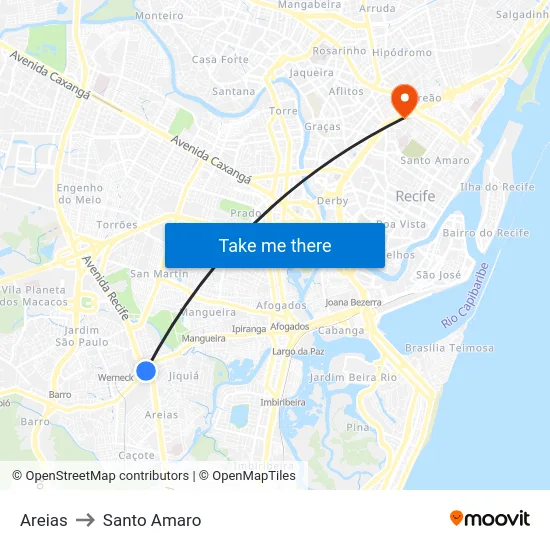 Areias to Santo Amaro map