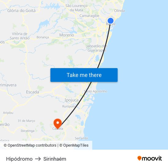 Hipódromo to Sirinhaém map