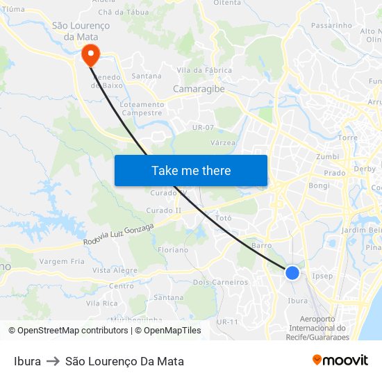 Ibura to São Lourenço Da Mata map