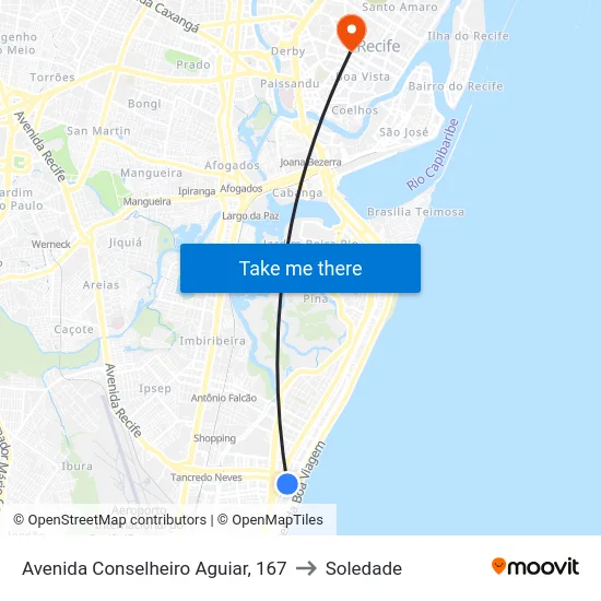 Avenida Conselheiro Aguiar, 167 to Soledade map