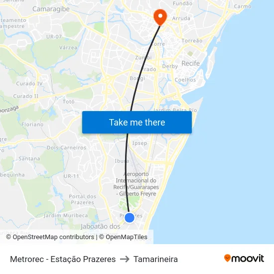 Metrorec - Estação Prazeres to Tamarineira map