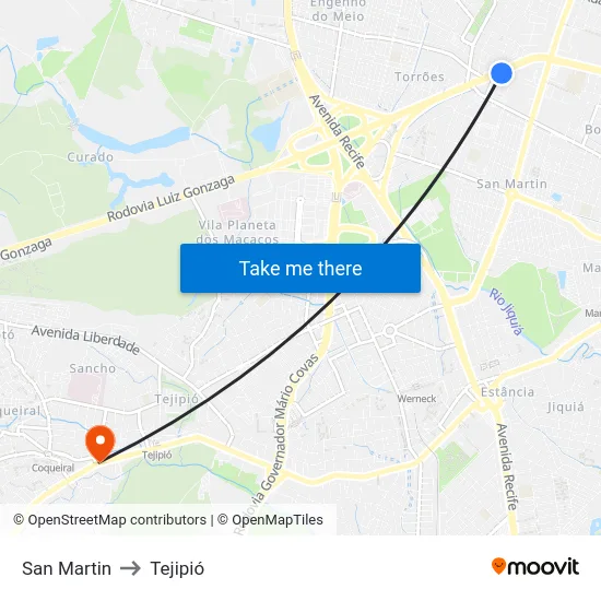 San Martin to Tejipió map