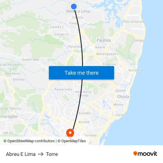Abreu E Lima to Torre map