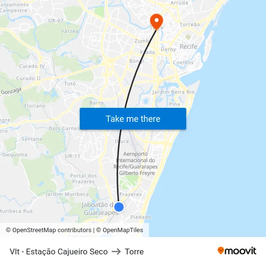Vlt - Estação Cajueiro Seco to Torre map