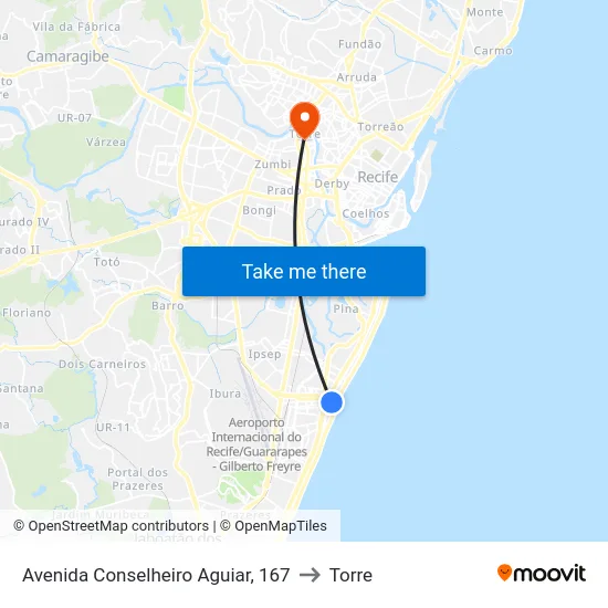 Avenida Conselheiro Aguiar, 167 to Torre map
