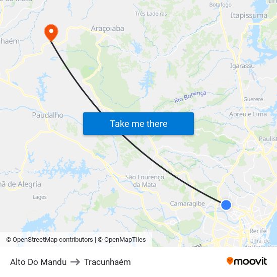 Alto Do Mandu to Tracunhaém map