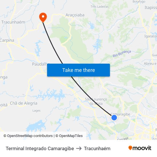 Terminal Integrado Camaragibe to Tracunhaém map