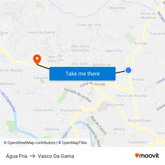 Água Fria to Vasco Da Gama map