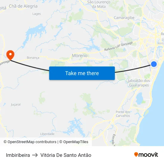 Imbiribeira to Vitória De Santo Antão map