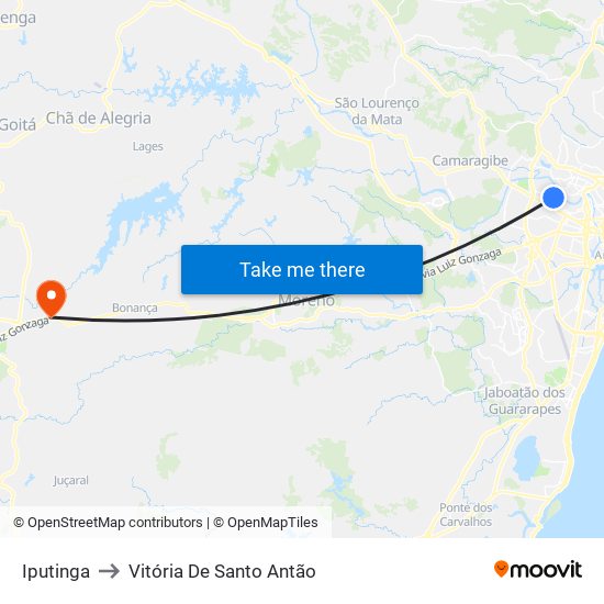 Iputinga to Vitória De Santo Antão map
