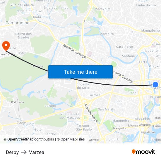 Derby to Várzea map