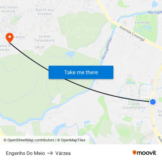 Engenho Do Meio to Várzea map