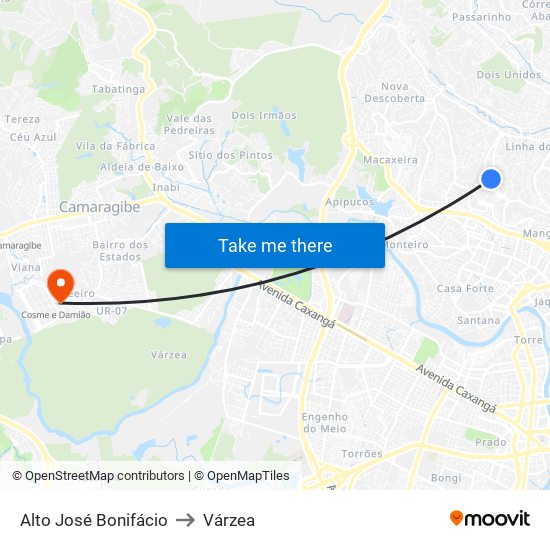 Alto José Bonifácio to Várzea map