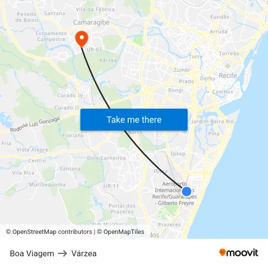 Boa Viagem to Várzea map