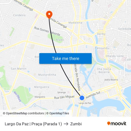 Largo Da Paz | Praça (Parada 1) to Zumbi map