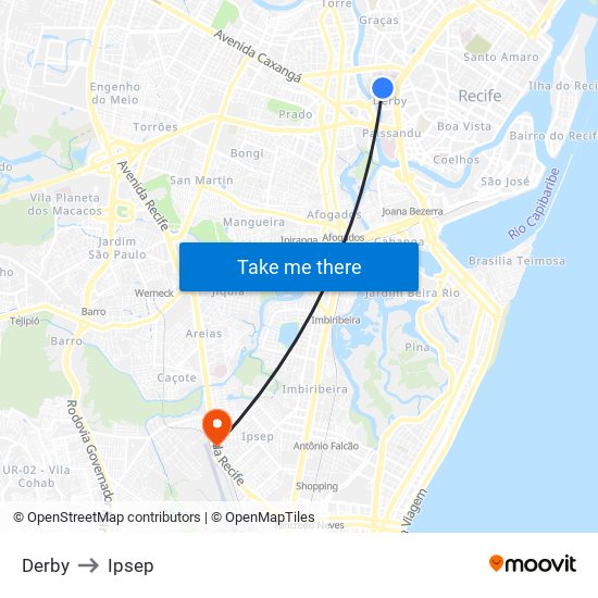 Derby to Ipsep map