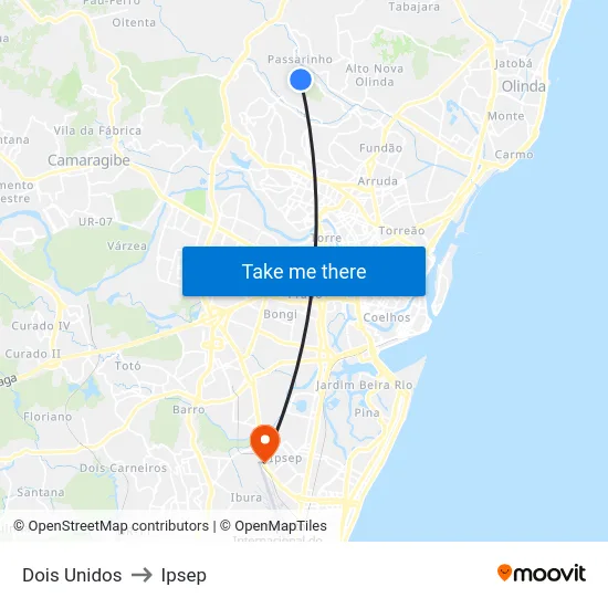 Dois Unidos to Ipsep map