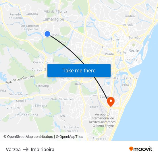 Várzea to Imbiribeira map
