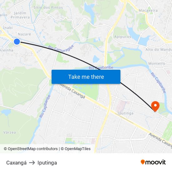 Caxangá to Iputinga map