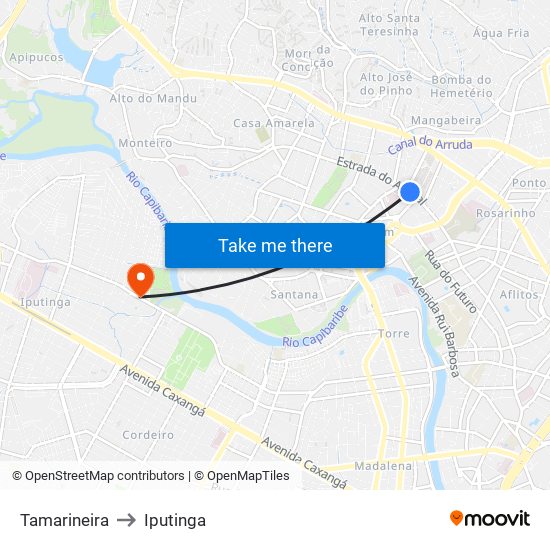 Tamarineira to Iputinga map