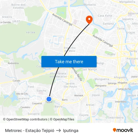 Metrorec - Estação Tejipió to Iputinga map