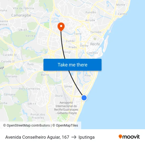 Avenida Conselheiro Aguiar, 167 to Iputinga map