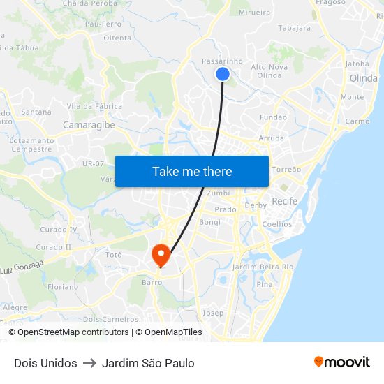 Dois Unidos to Jardim São Paulo map