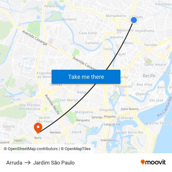 Arruda to Jardim São Paulo map