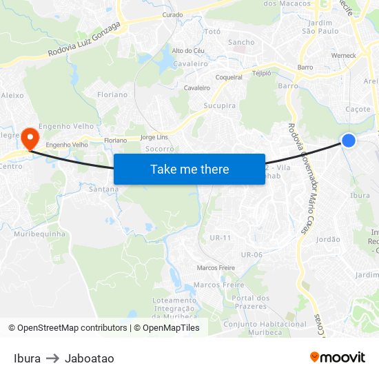 Ibura to Jaboatao map
