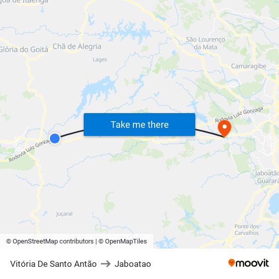 Vitória De Santo Antão to Jaboatao map