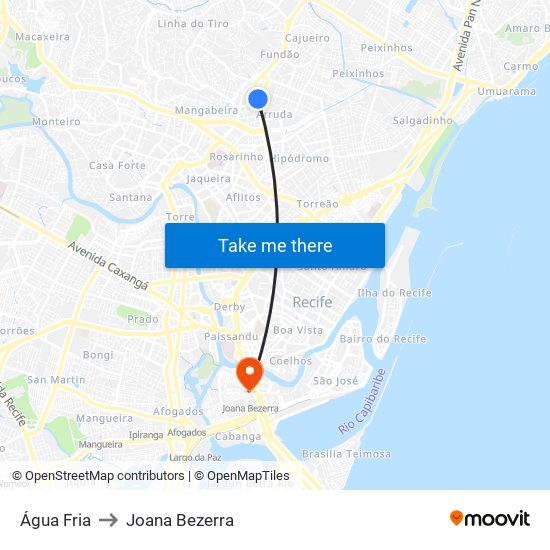 Água Fria to Joana Bezerra map