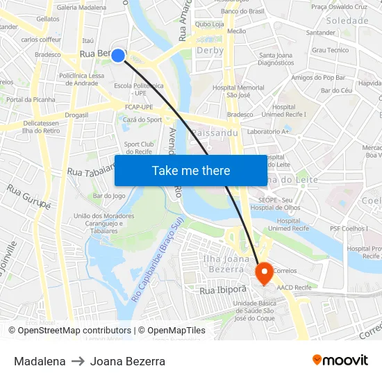 Madalena to Joana Bezerra map