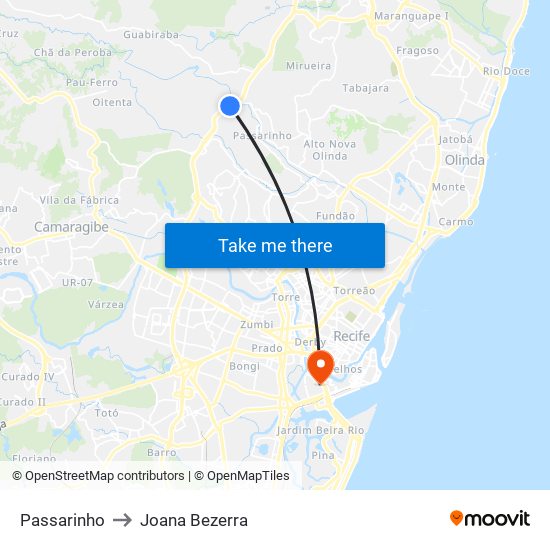 Passarinho to Joana Bezerra map