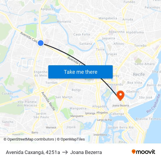 Avenida Caxangá, 4251a to Joana Bezerra map