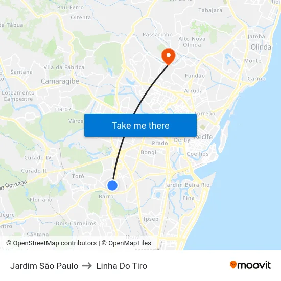 Jardim São Paulo to Linha Do Tiro map